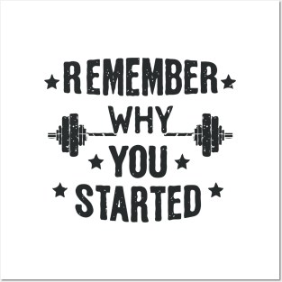 Remember Why You Started. Gym Motivational Posters and Art